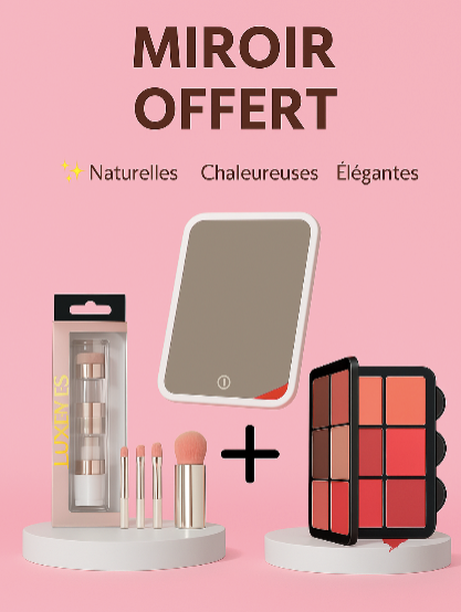 Kit Artistique : 5 pinceaux + palette avec miroir offert