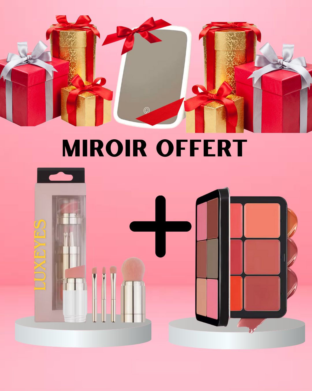 Kit Artistique : 5 pinceaux + palette avec miroir offert