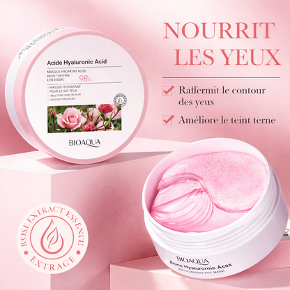BIOAQUA Patchs Yeux Rose à l'acide Hyaluronique – 60 Patchs Hydratants Anti-Cernes & Anti-Âge