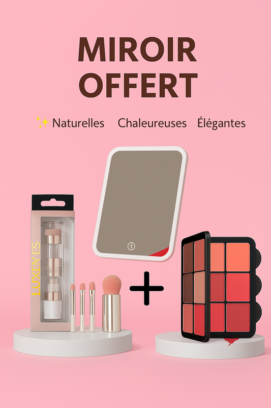Kit Artistique : 5 pinceaux + palette avec miroir offert