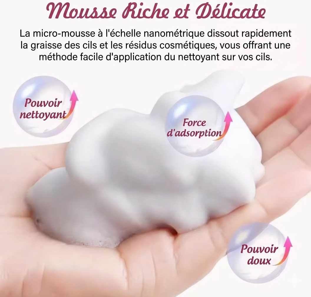 Mousse nettoyante extensions de cils