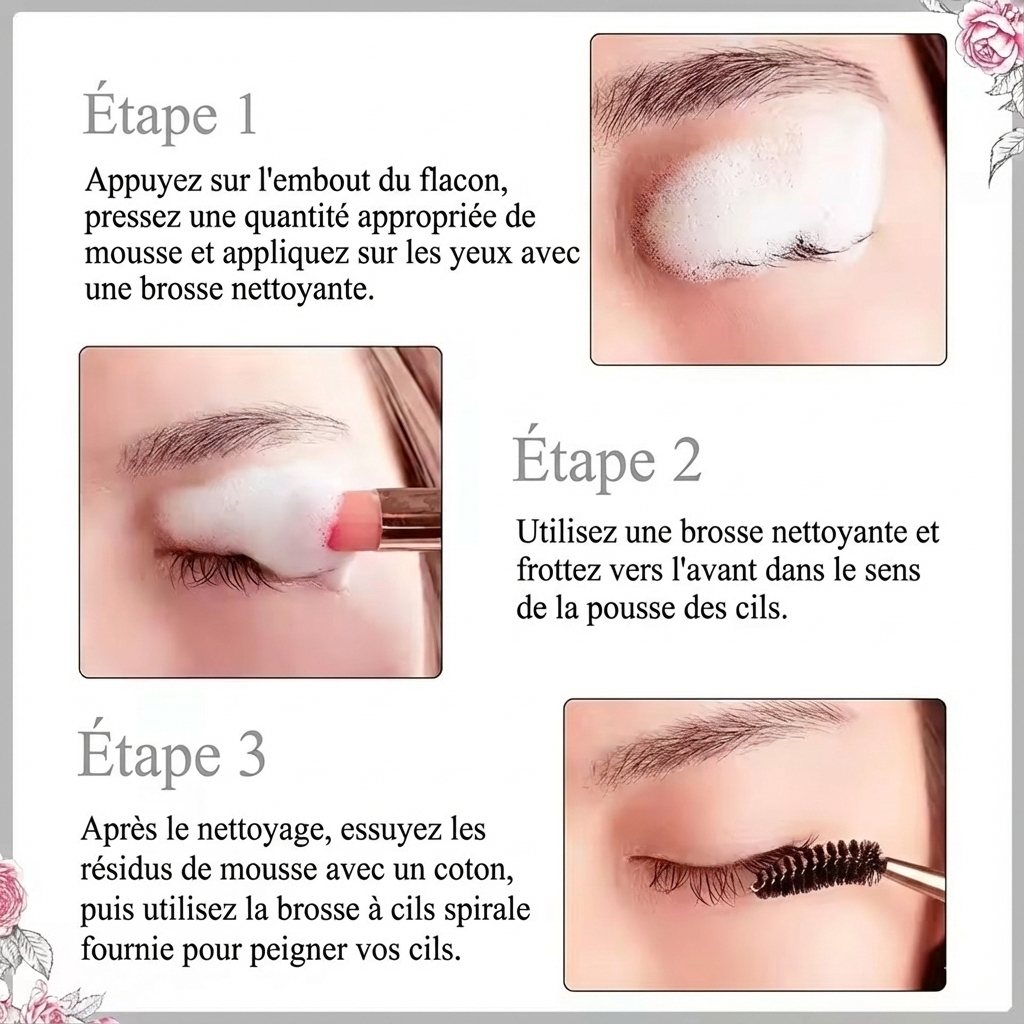 Mousse nettoyante extensions de cils