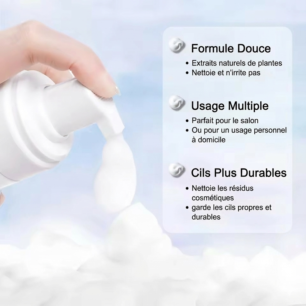 Mousse nettoyante extensions de cils