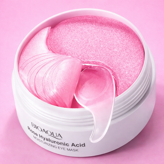 BIOAQUA Patchs Yeux Rose à l'acide Hyaluronique – 60 Patchs Hydratants Anti-Cernes & Anti-Âge